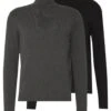 Pier One 2 Pack - Basic Turtleneck - Strikkegenser - Black/Mottled Dark Grey