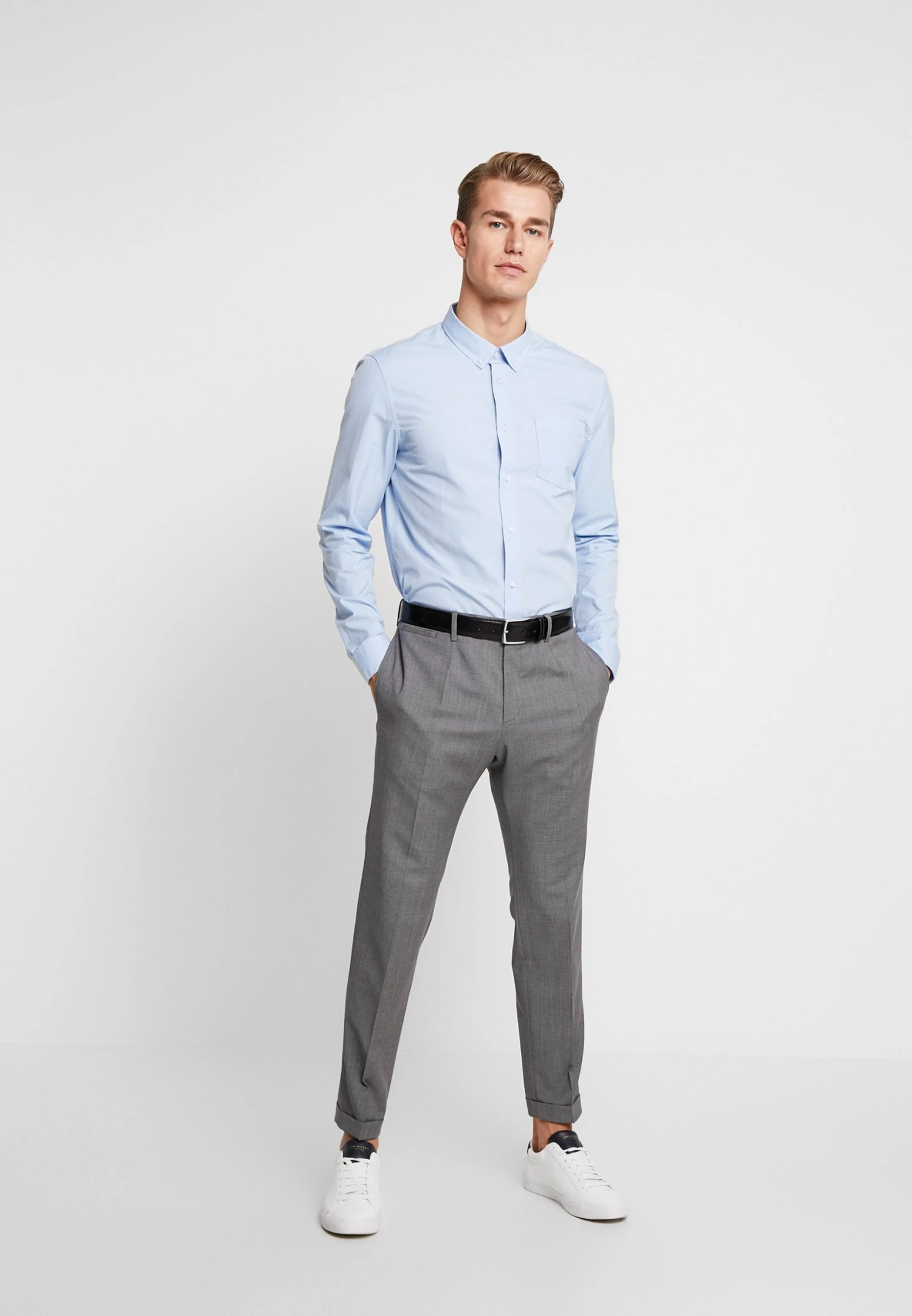 Pier One 2 Pack - Finskjorte - White/Light Blue 3 Pier One 2 Pack - Finskjorte - White/Light Blue