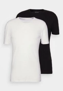 Pier One Slim Fit Ribbed T-Shirt 2 Pack - T-Shirts - White/Black -Moderne Klaer bfa677da41c14e1ebbe1df5382fc7cd3