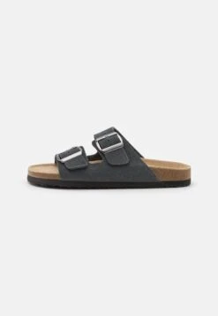 Pier One Leather Unisex - Tøfler - Dark Grey